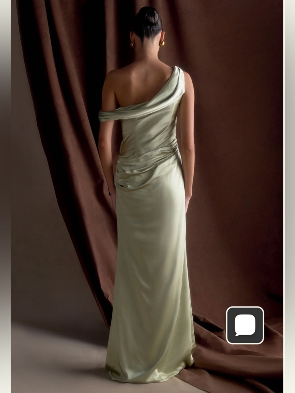 Meshki - Dalia Off Shoulder Satin Maxi
Dress - Sage - Picture 2 of 11